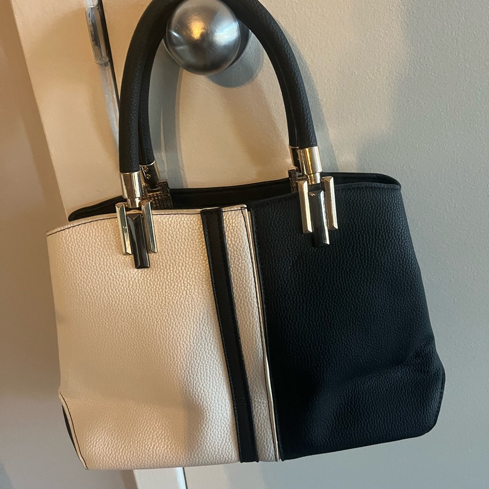 Two-Tone Black and White Handbag